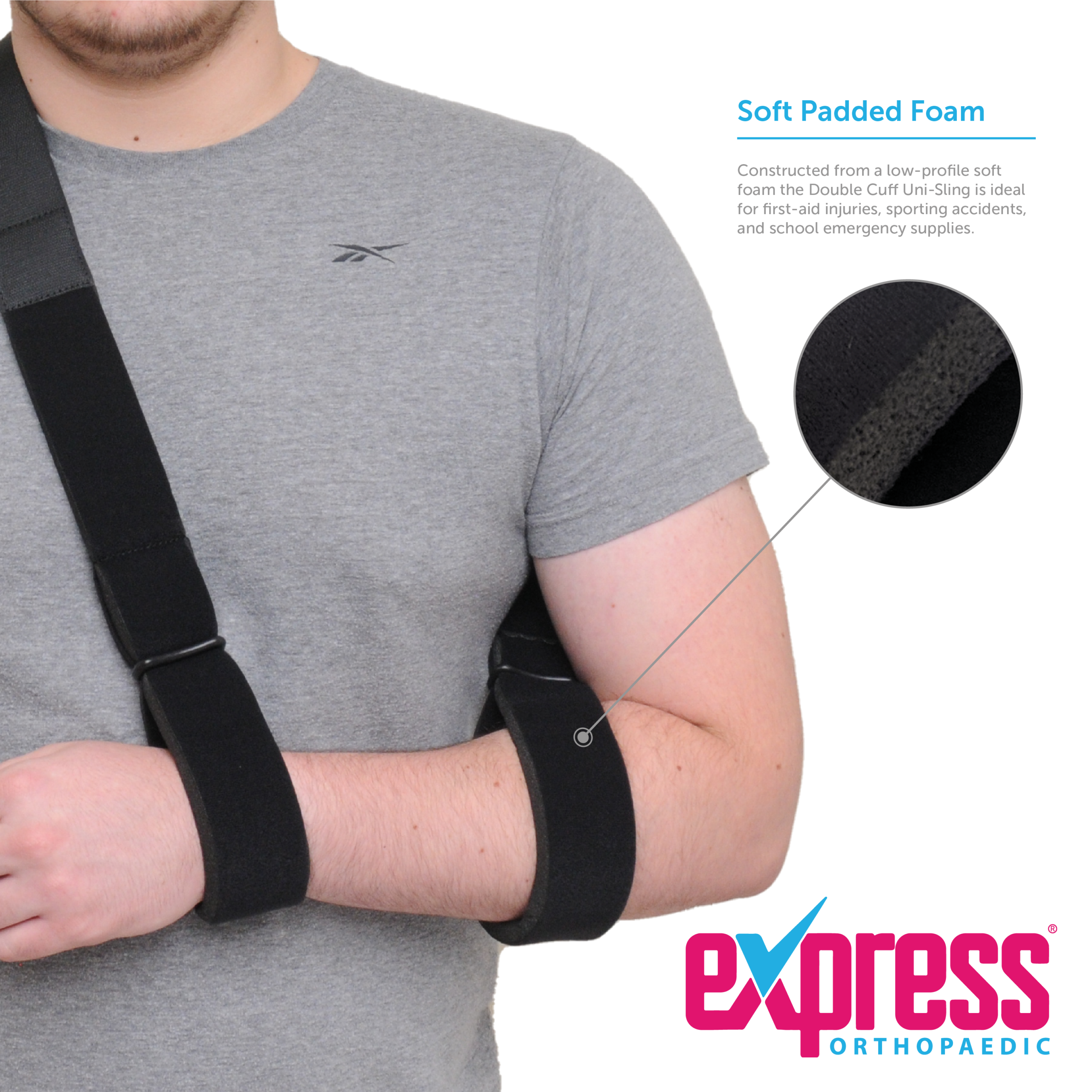 Constructed from a low profile soft foam ideal for first aid injuries, sporting accidents and school emergency supplies.