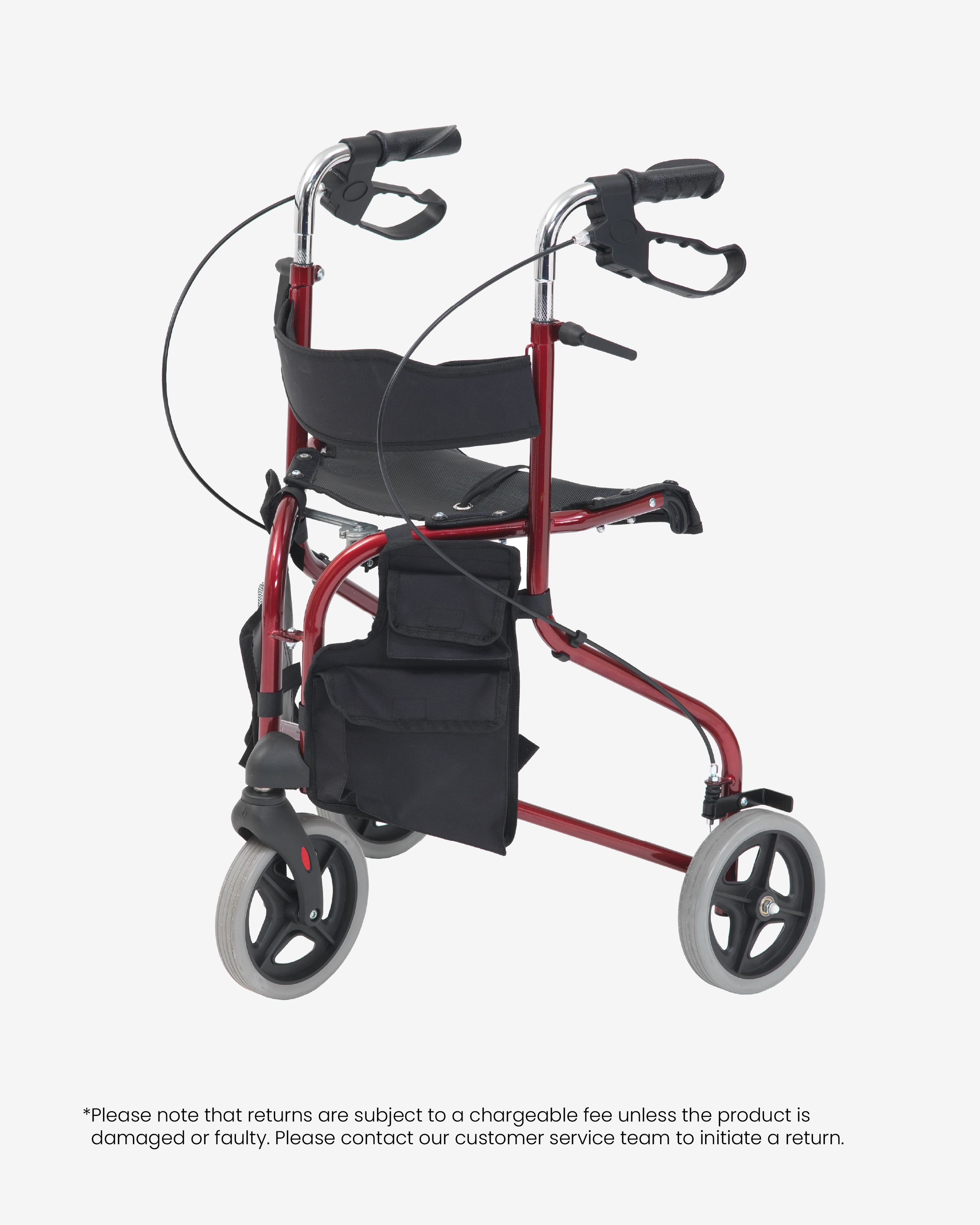 Steel Tri-Walker With Seat - Red