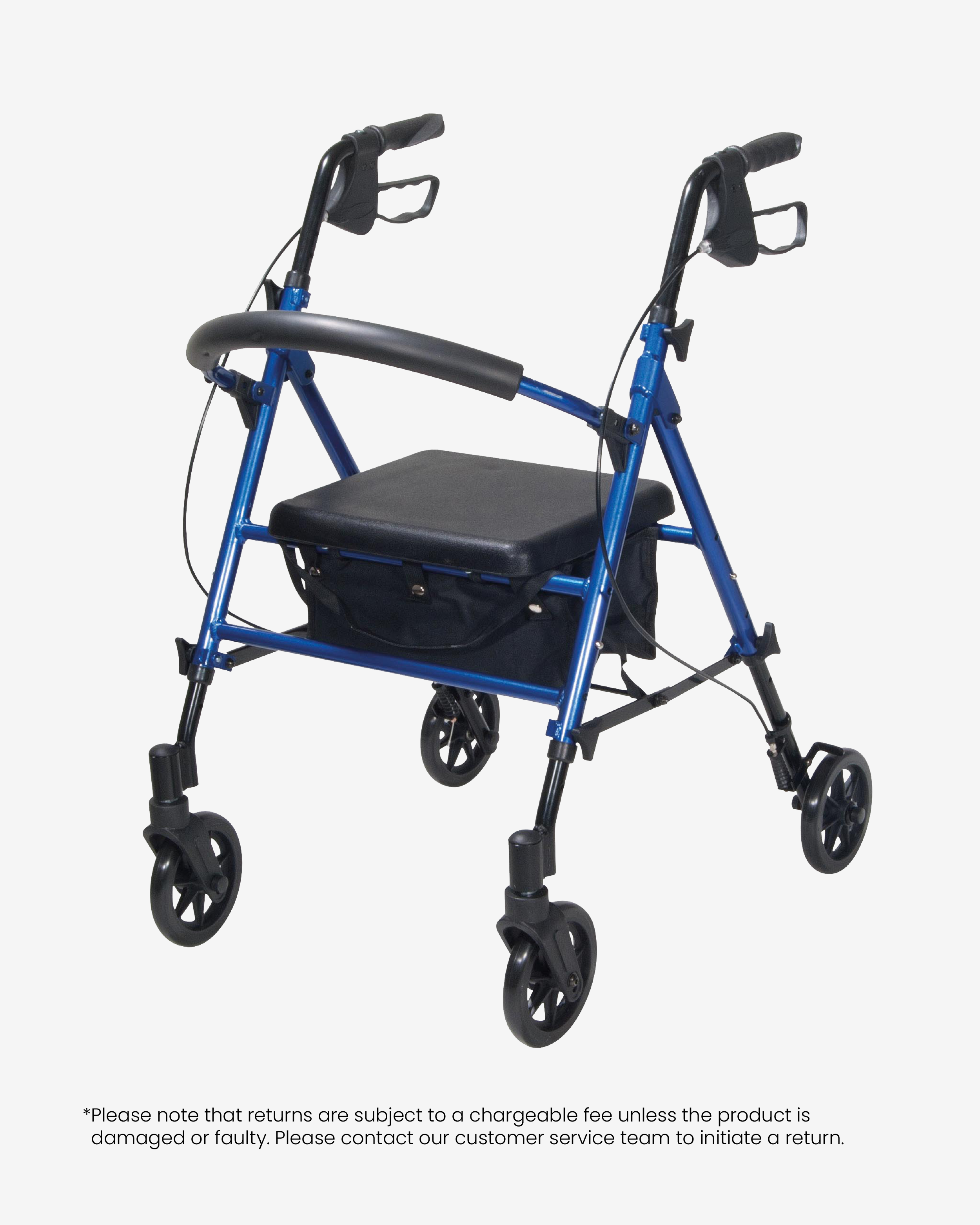 Height Adjustable Aluminium Rollator - Blue