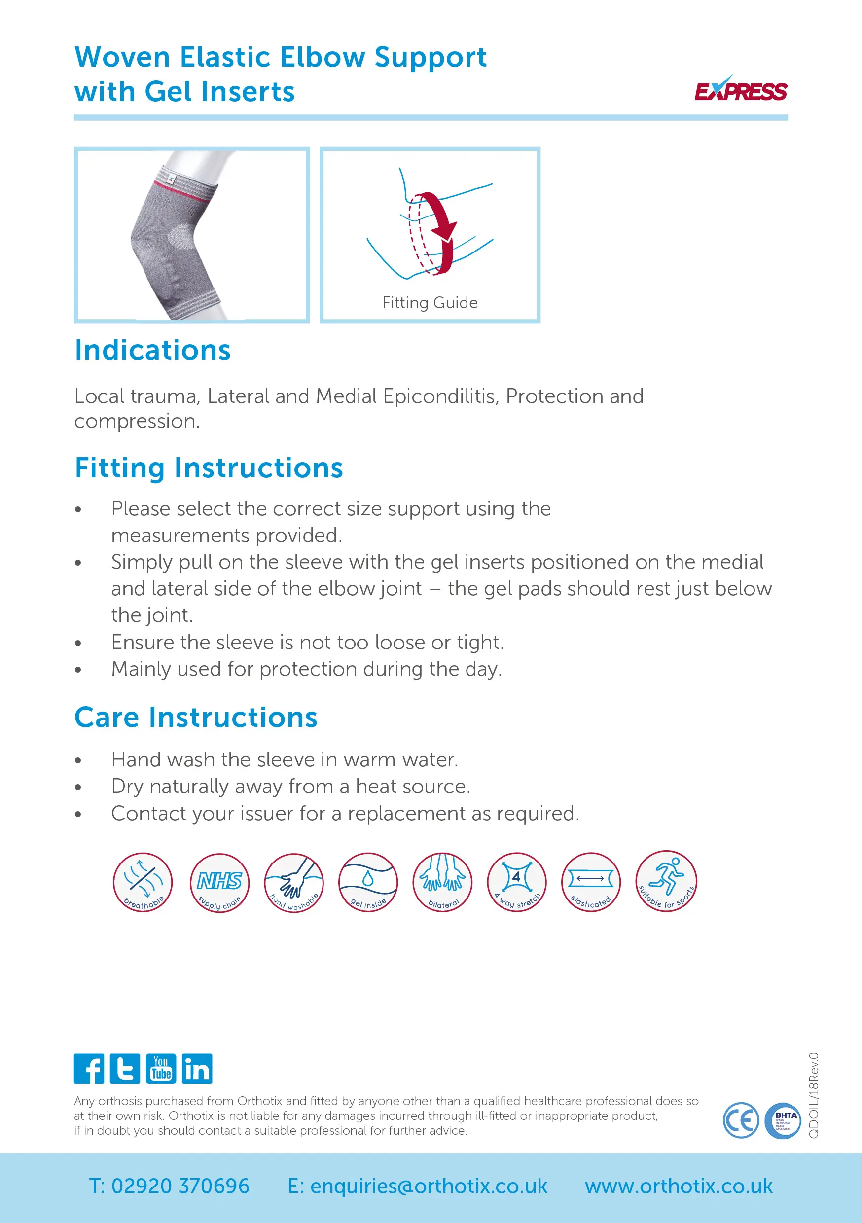 Woven Elastic Epi-Gel Woven Elastic Sleeve Pads - Orthotix UK