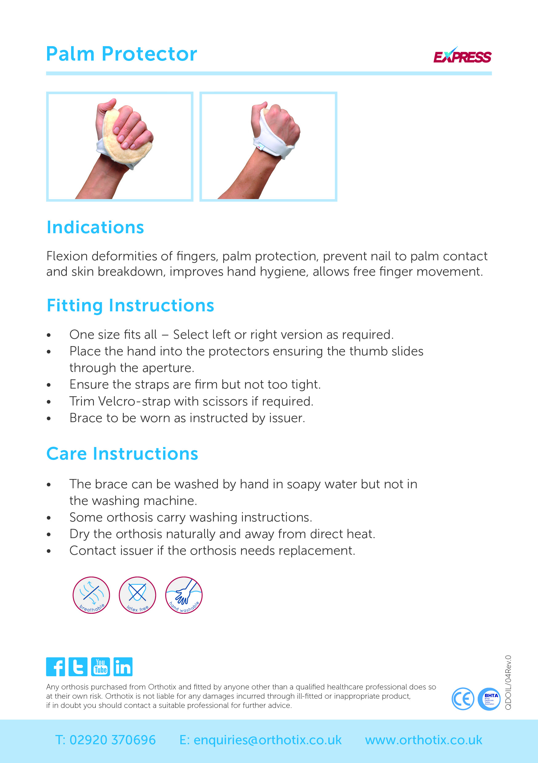 Palm Protector Orthotix cmechesttubes-pulmcast