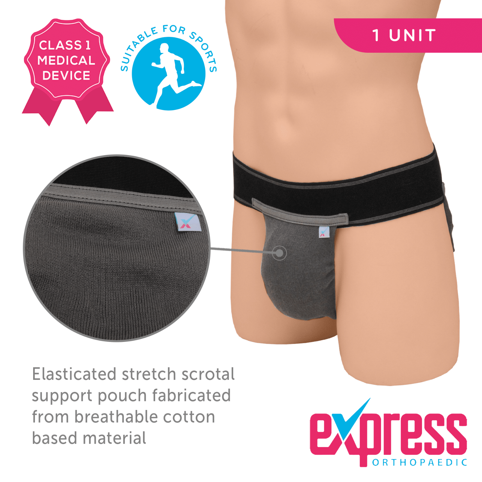 Scrotal Support - made from breathable Elastic Fabric Orthotix