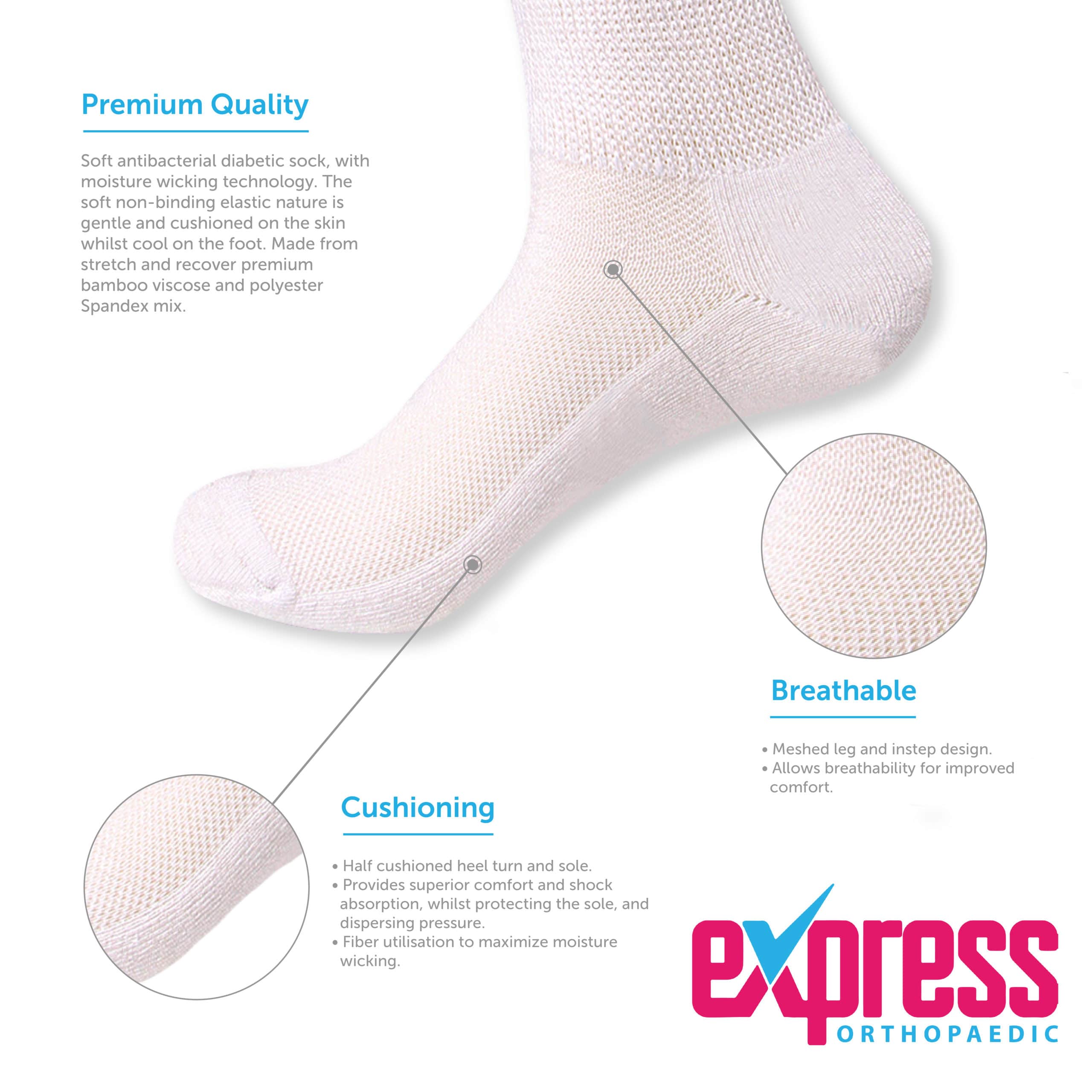 Seamless Diabetic Socks With Bamboo (Pair) - Orthotix UK - From £6.95